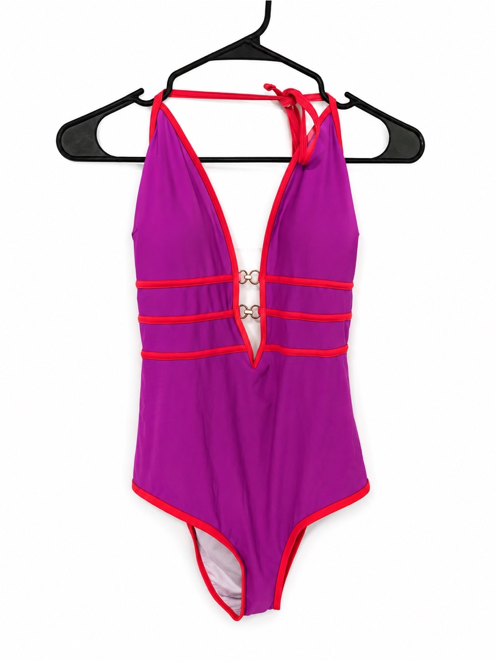 Cupshe Purple One-Piece Swimsuit with Red Trim